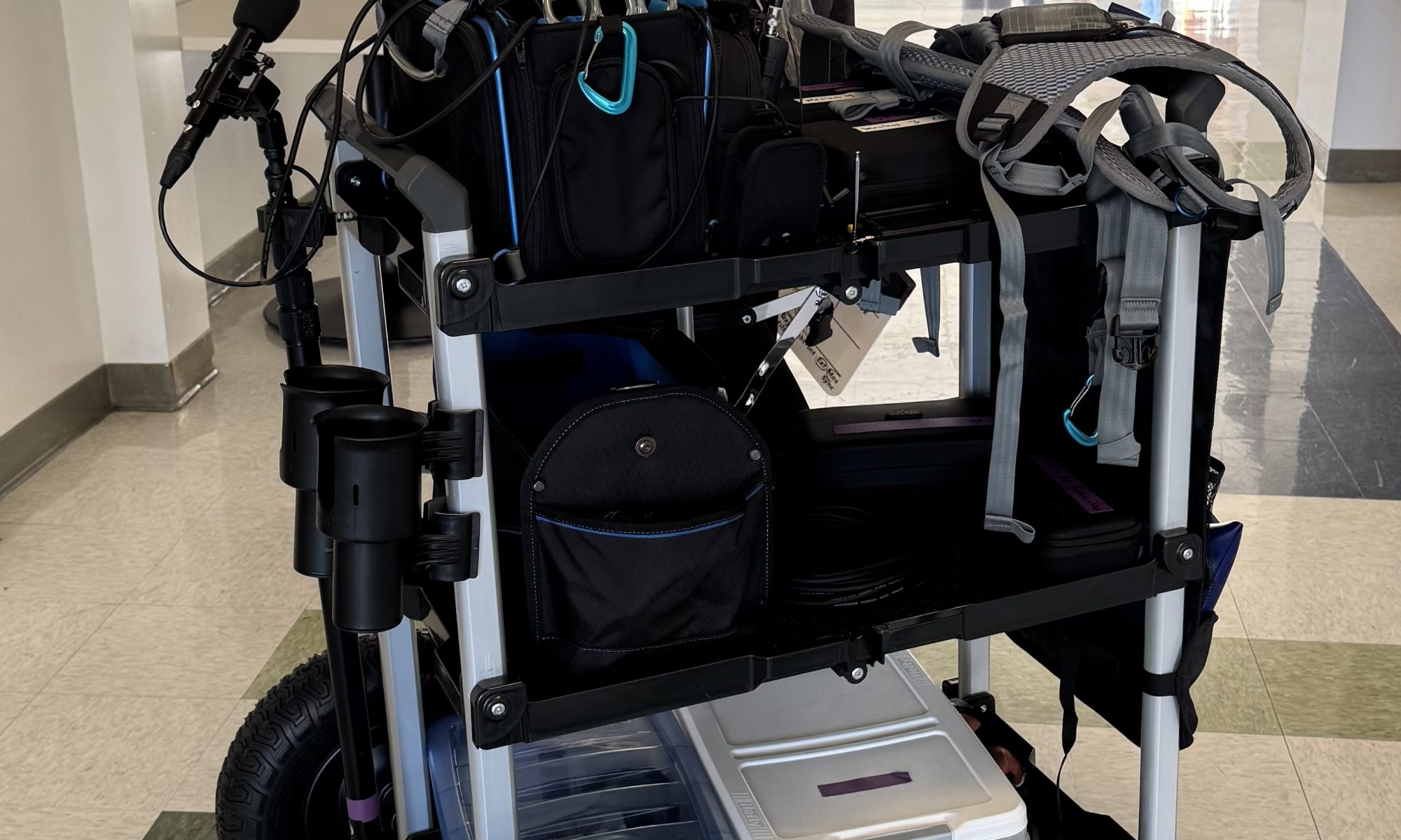 Our producer Ashlyn posing with the new Sound Cart